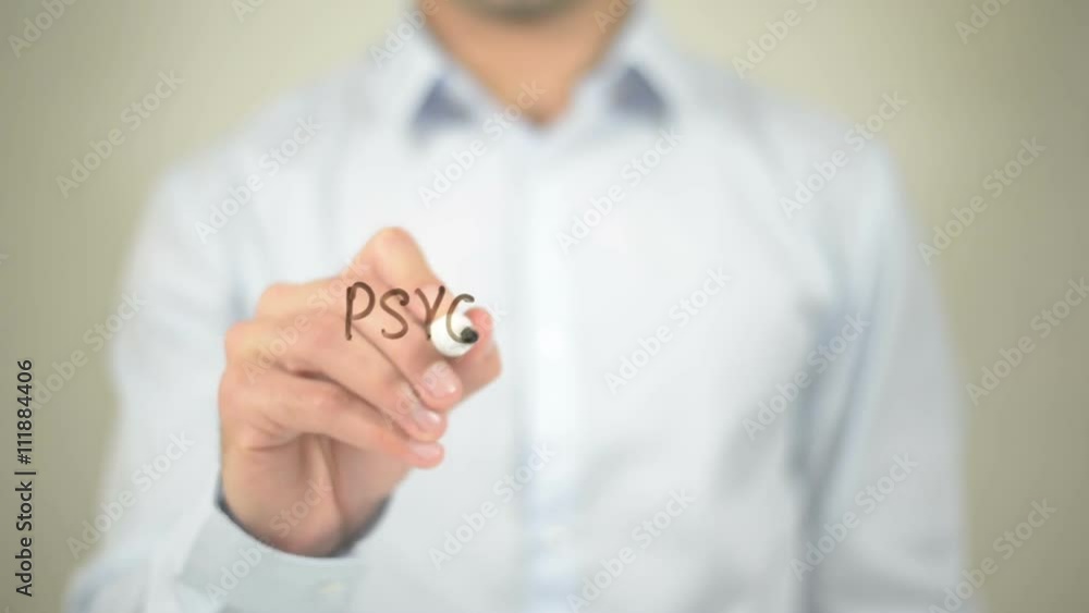 Psychology, writing on transparent screen Psychology, writing on transparent screen