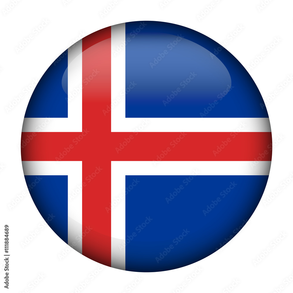 Round glossy Button with flag of Iceland Round glossy Button with flag of Iceland