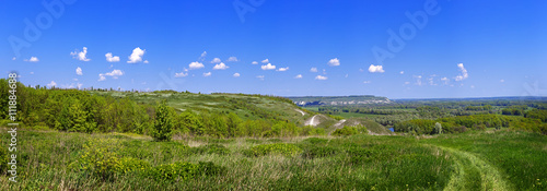 Panoramic view of a village in the Don River valley. 