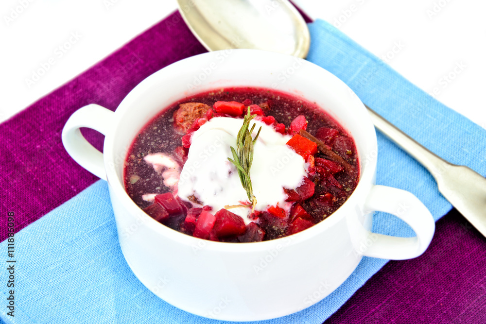 Healthy Food: Soup with Beets, Green Beans and Vegetables Healthy Food: Soup with Beets, Green Beans and Vegetables