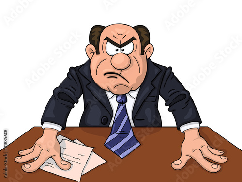 Angry boss at the table