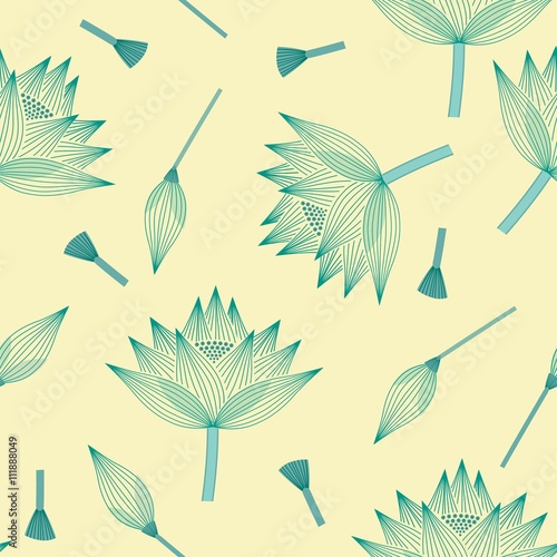 Seamless continuous background lotus flower linear decorative de
