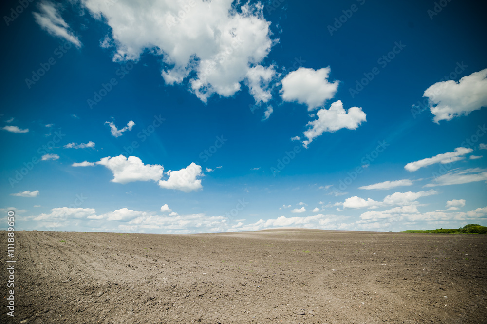 beautiful landscape with the sky and plowed land