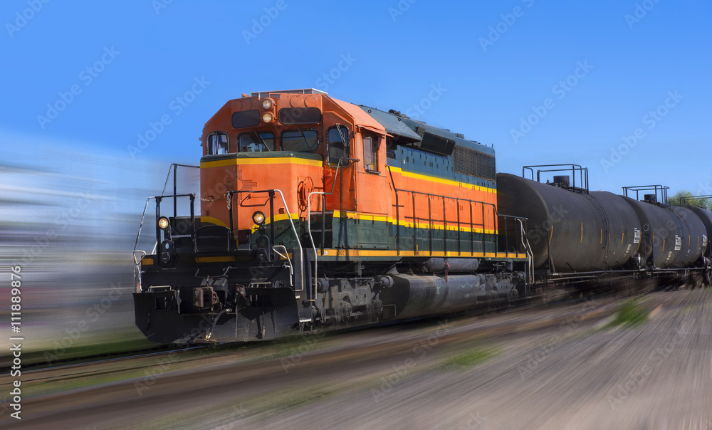 Naklejka premium Lokomotywa pociągu towarowego BNSF, USA