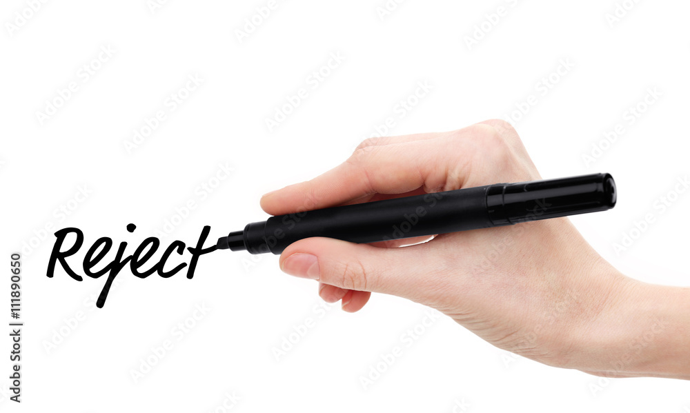 Male hand with black marker isolated on white Male hand with black marker isolated on white