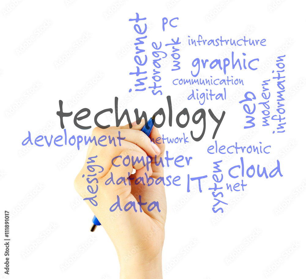 Fototapeta premium Woman hand writing on virtual screen. Information technology concept