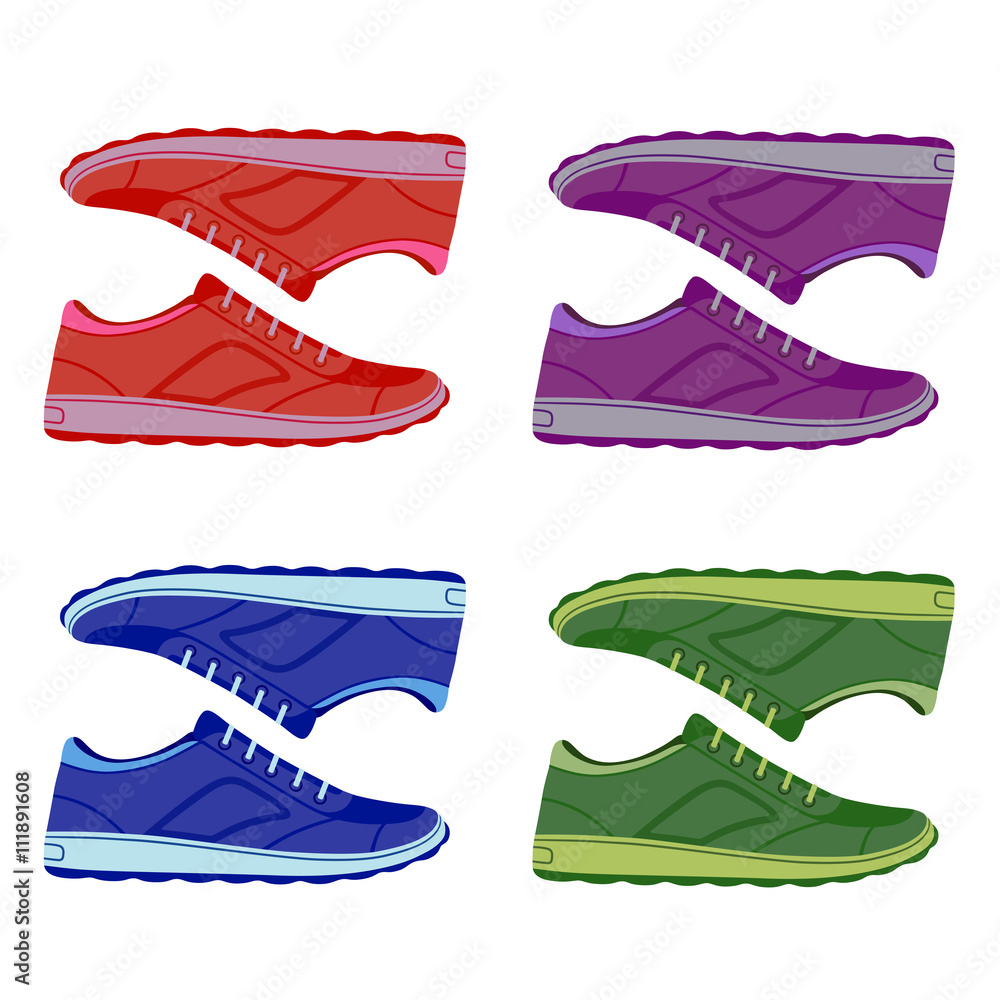 Pair colored suede sneakers shoes Pair colored suede sneakers shoes