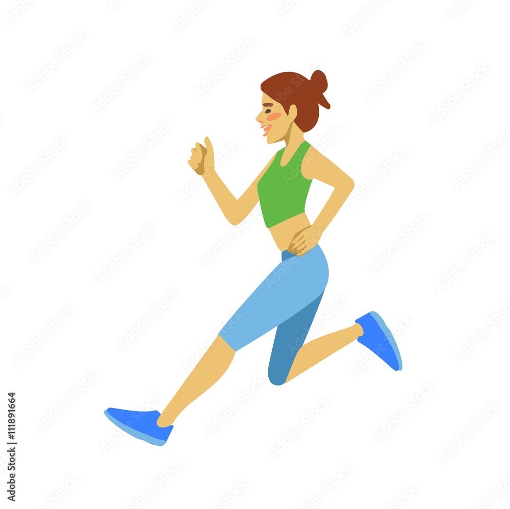Slim attractive sportswoman running