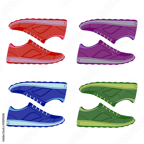 Pair colored suede sneakers shoes