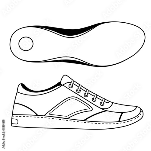 Black outlined sneakers shoe & sole