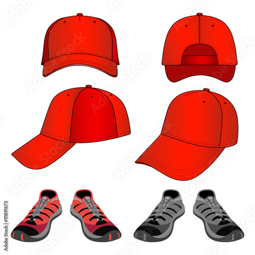 Colored sneakers & baseball cap set