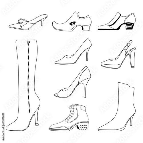 Outlined man & women shoes set