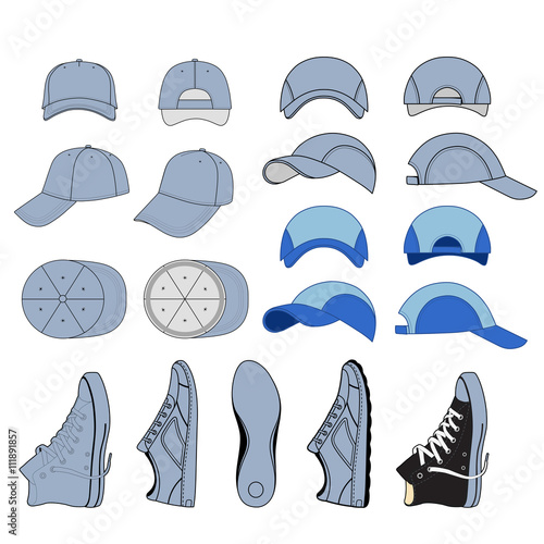 Colored outlined sneakers & baseball cap set