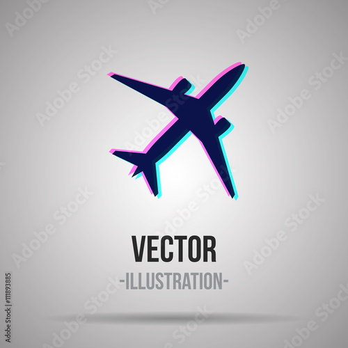 Colorful airplanes silhouette