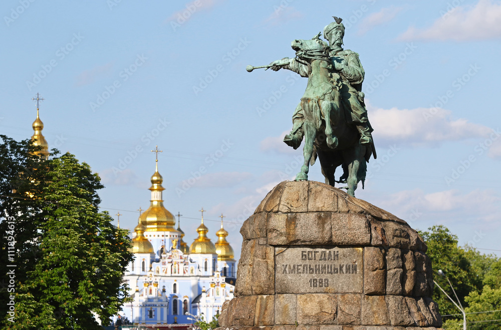 Monument of Bohdan Khmelnytsky on Sofia square in Kyiv, Ukraine