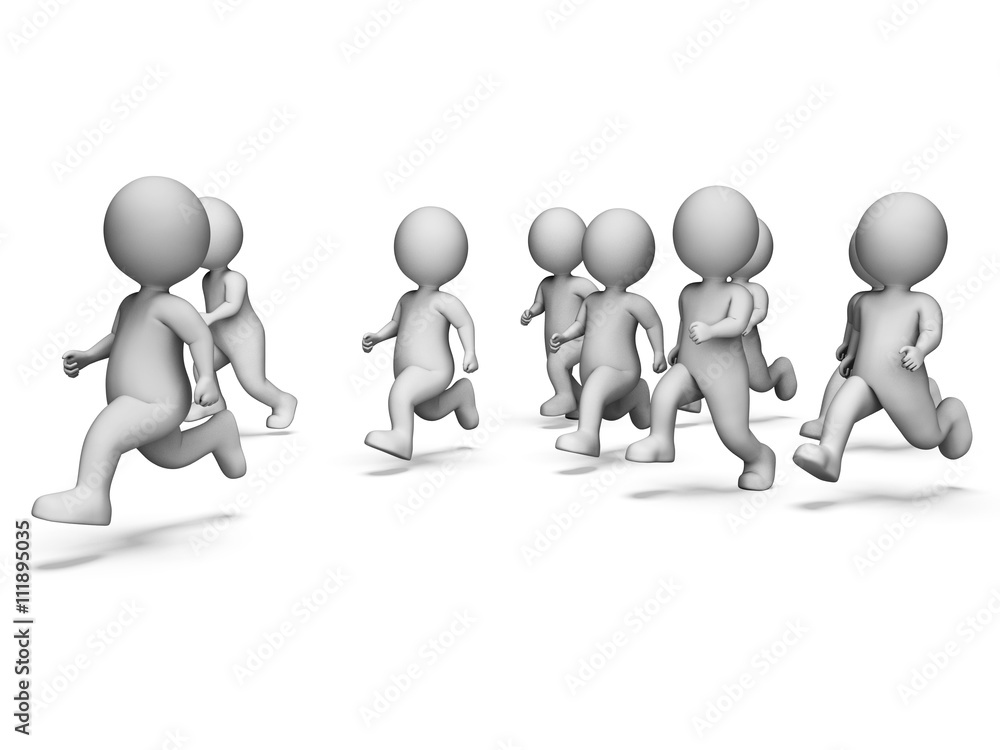 Running Health Means Get Fit And Characters 3d Rendering Running Health Means Get Fit And Characters 3d Rendering