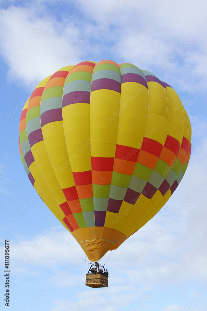 Fototapeta premium Hot air balloon floating over Temecula wine vineyards