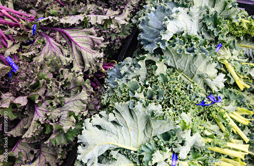 Fresh organic kale at a local farmers market.