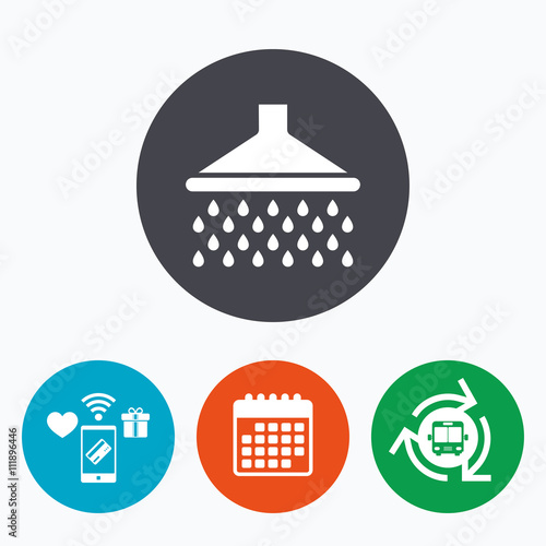 Shower sign icon. Douche with water drops symbol