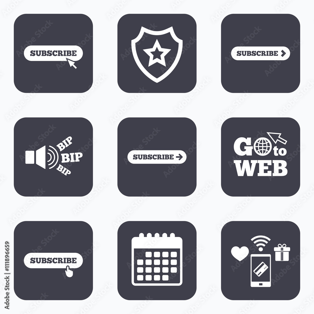 Subscribe icons. Membership signs with arrow. Subscribe icons. Membership signs with arrow.