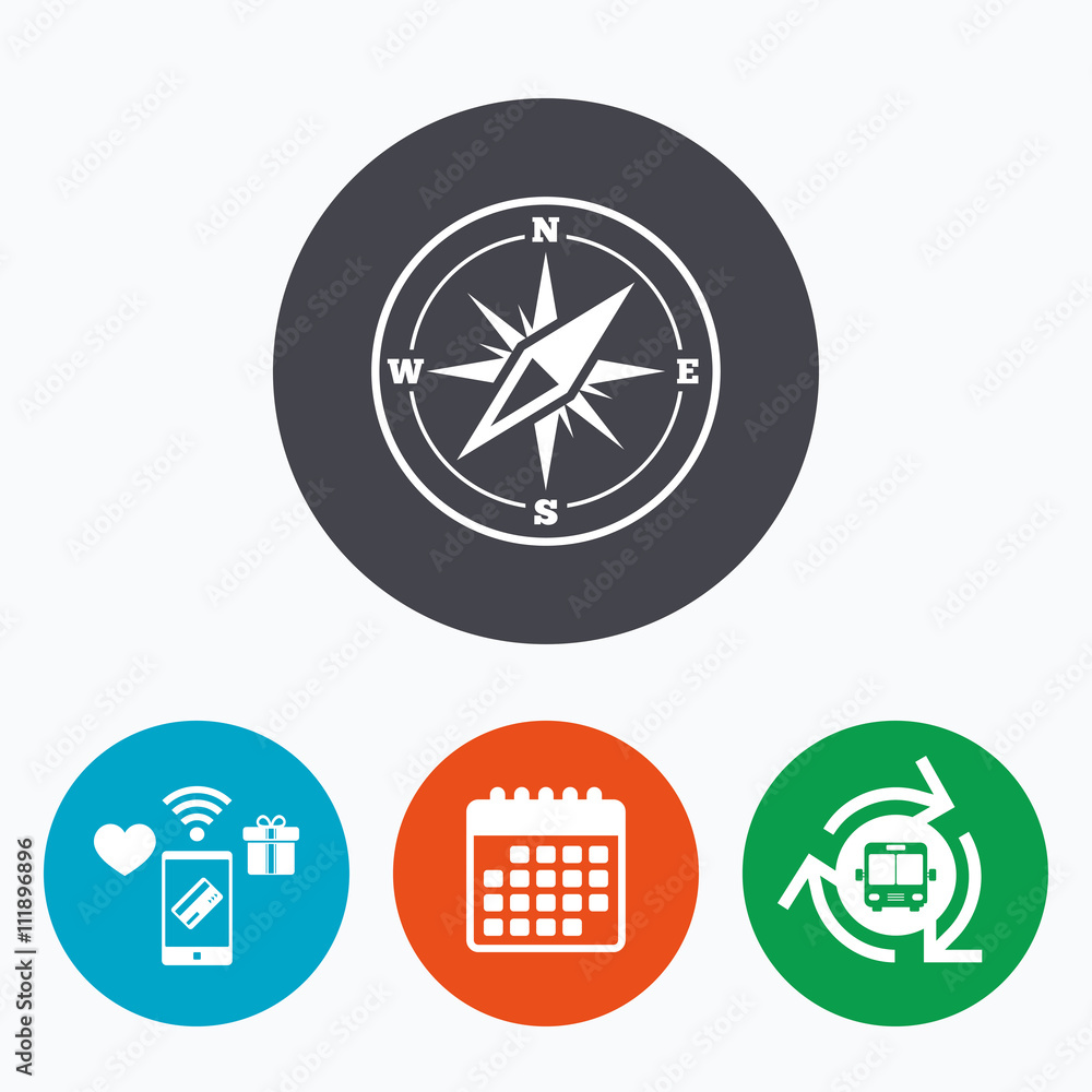 Compass sign icon. Windrose navigation symbol. Compass sign icon. Windrose navigation symbol.