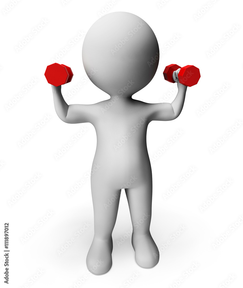 Dumbbells Character Means Getting Fit And Barbell 3d Rendering Dumbbells Character Means Getting Fit And Barbell 3d Rendering