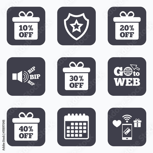 Sale gift box tag icons. Discount symbols.