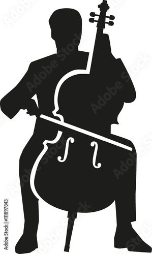 Cello player silhouette