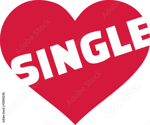 Heart with word single