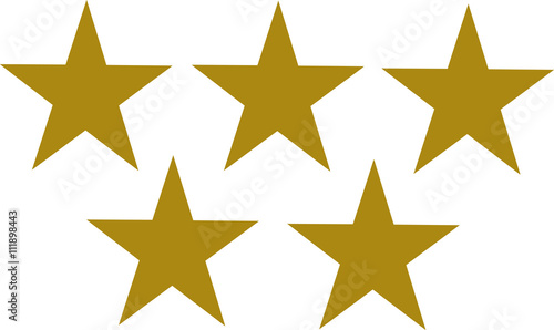 Five golden stars in two rows