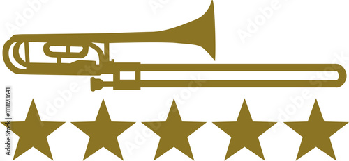 Trombone with five golden stars