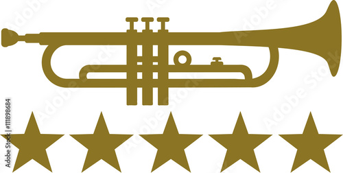Trumpet with five golden stars