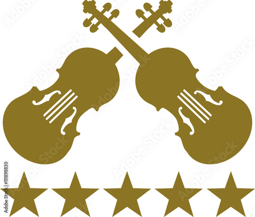 Crossed violins with five golden stars