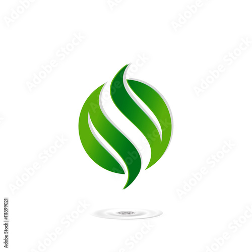 logo leaf green natural recycling icon