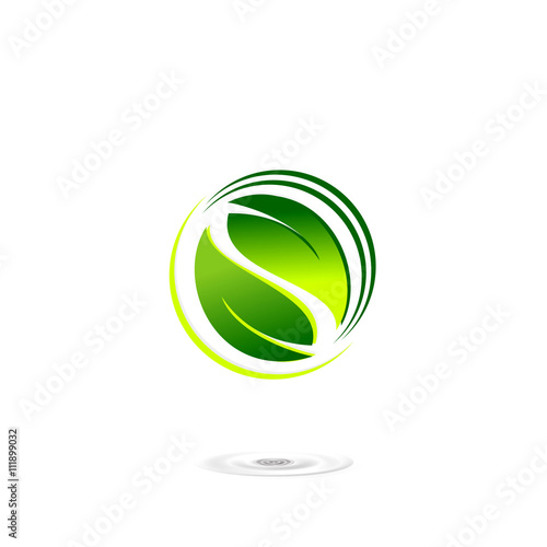 logo leaf green natural recycling icon