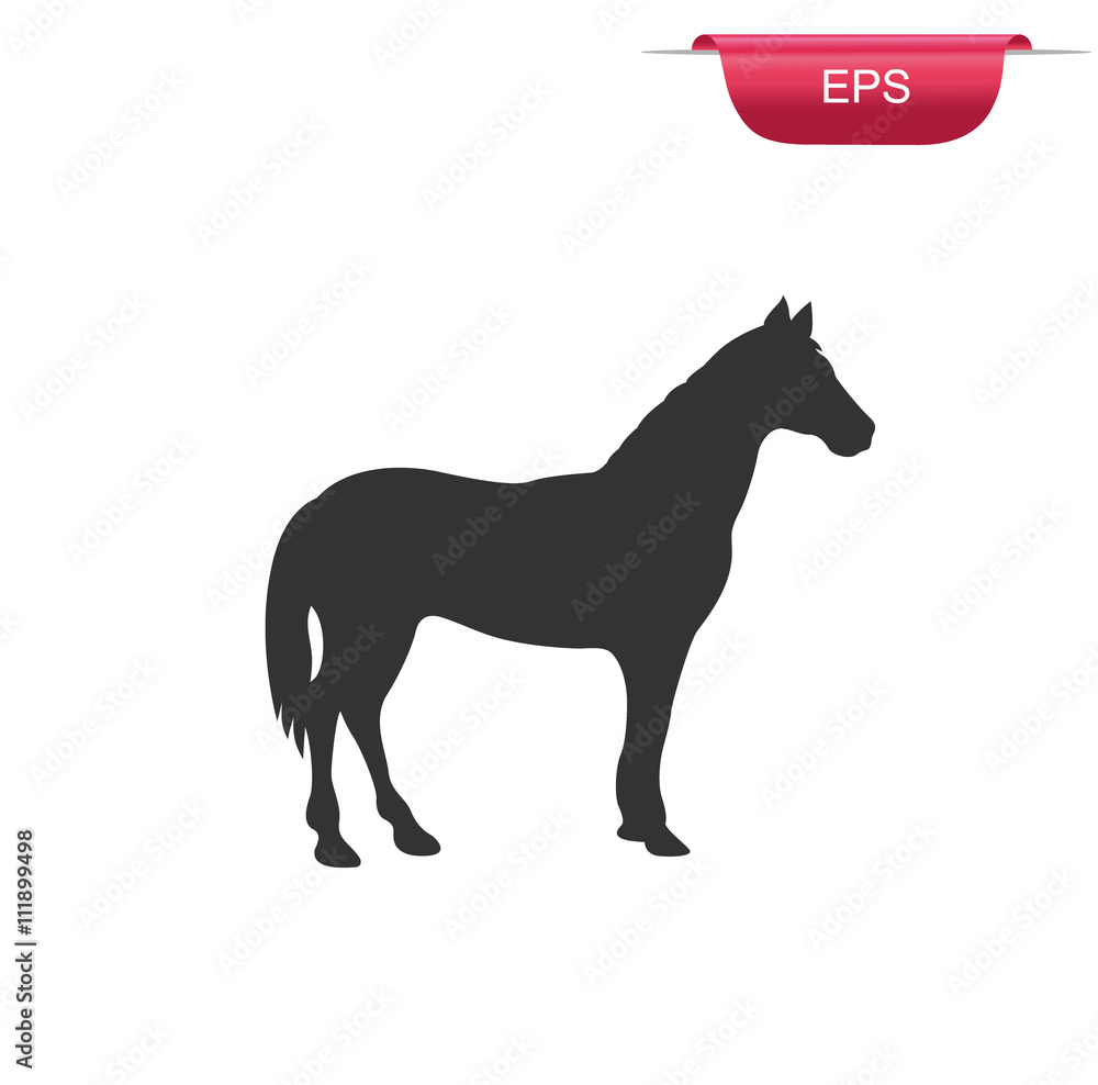 horse silhouette vector, icon, farm animal,  vector illustration