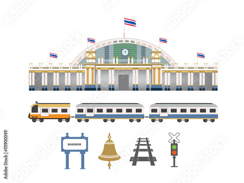 railway station in thailand illustration