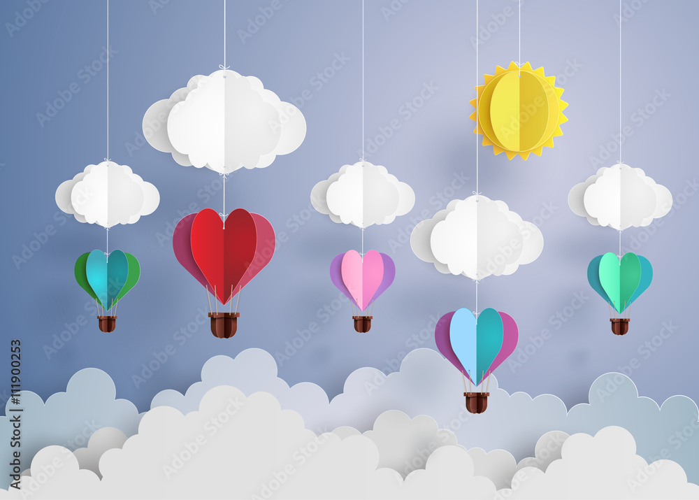Fototapeta premium Colorful Hot Air Balloons Floating Among Clouds