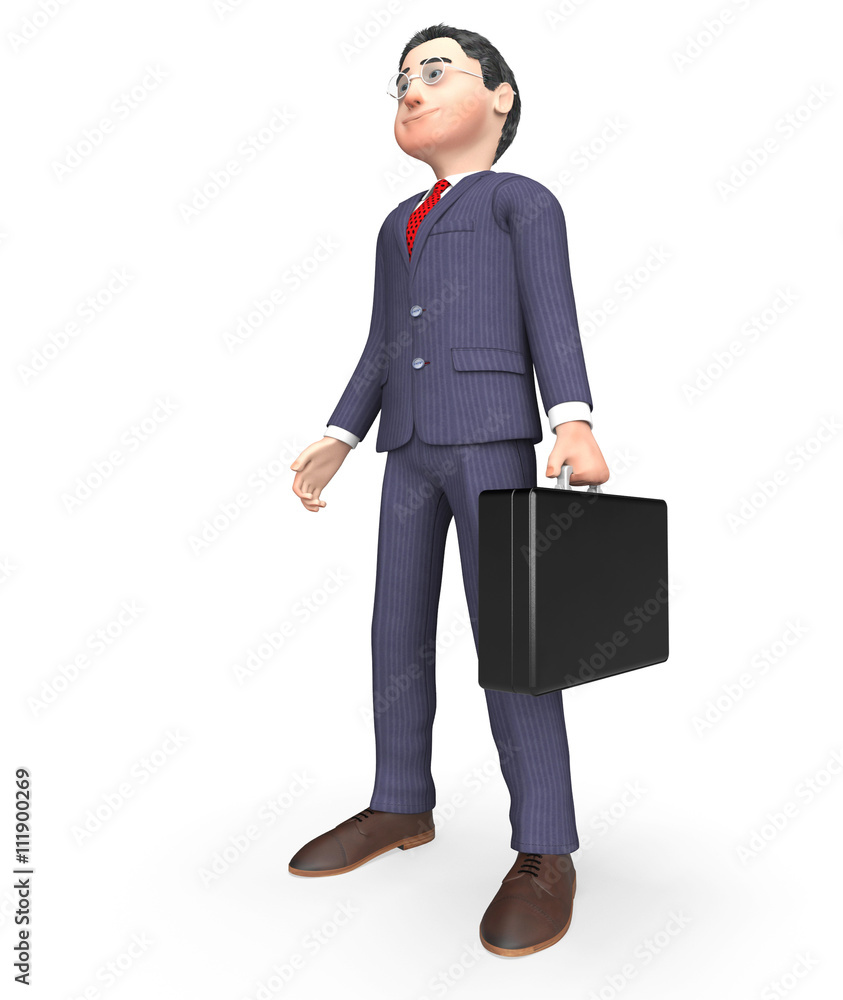 Standing Character Shows Business Person And Stands 3d Rendering Standing Character Shows Business Person And Stands 3d Rendering