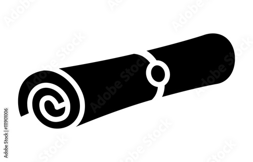 Magic spell scroll or rolled up document message flat icon for games and websites
