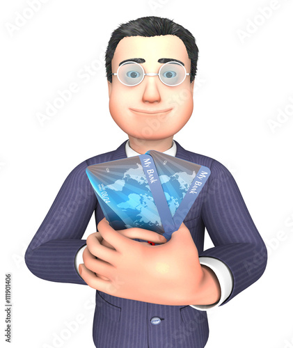 Credit Card Represents Business Person And Bought 3d Rendering