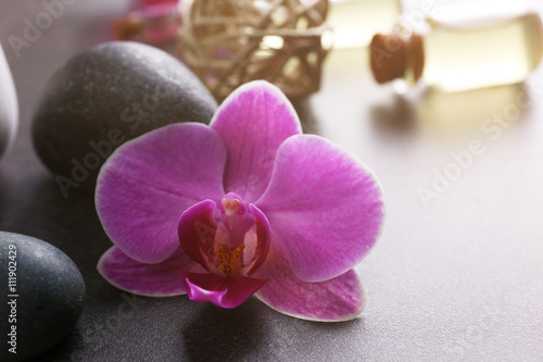 Spa composition with orchid, close up
