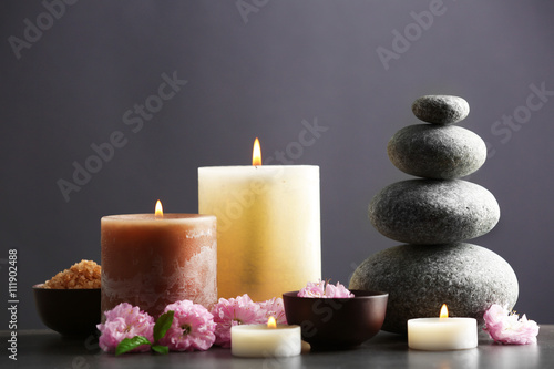 Spa composition on grey background
