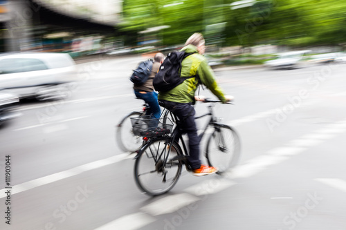 cyclist in city traffic