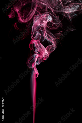 Abstract crimson smoke from aromatic sticks.