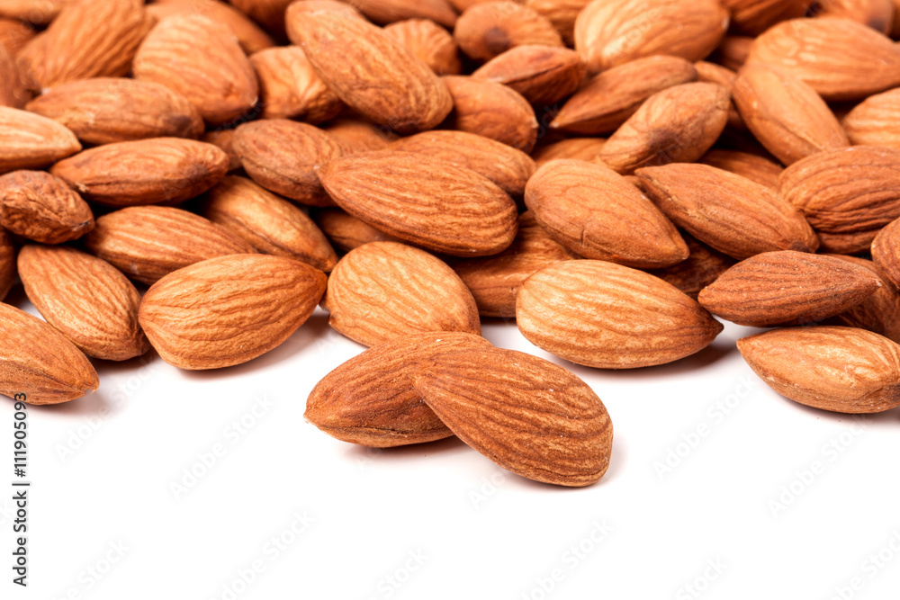 peeled almonds isolated on a white background peeled almonds isolated on a white background