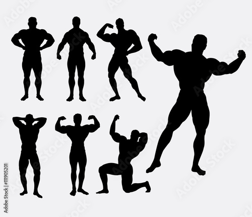 Body building male masculine sport activity silhouette. Good use for symbol, logo, web icon, mascot, sticker design, avatar, or any design you want.