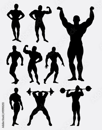 Body builder and heavy lifter man sport in gymnastic activity. Good use for symbol, logo, web icon, sticker design, sign, or any design you want. Easy to use.