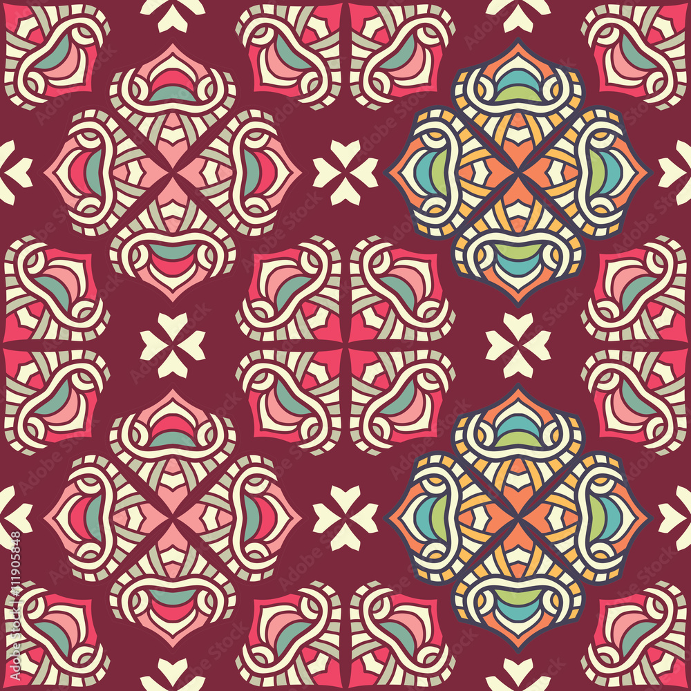 Fototapeta premium Ethnic floral seamless pattern