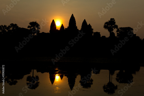Sun rising from Angkor Wat